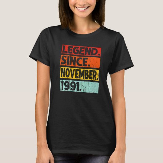 伝説1991年11月以来31誕生日ヴィンテージY Tシャツ (正面)