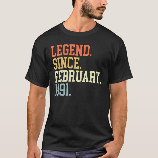 伝説1991年2月女男性へ性2月 Tシャツ (正面)