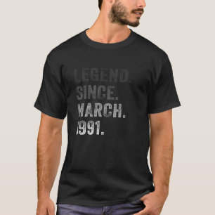 伝説1991年3月以来ヴィンテージ誕生日パーティーRet Tシャツ