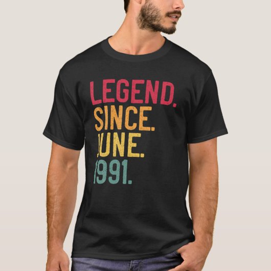 伝説1991年6月30日誕生日30歳 Tシャツ (正面)