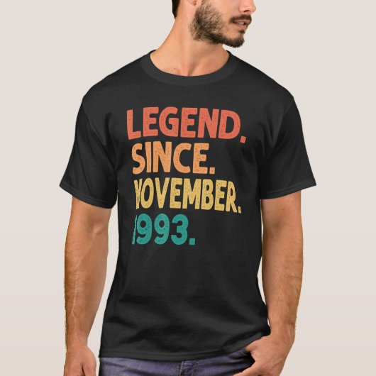 伝説1993年11月29日誕生日レトロ29 Tシャツ (正面)