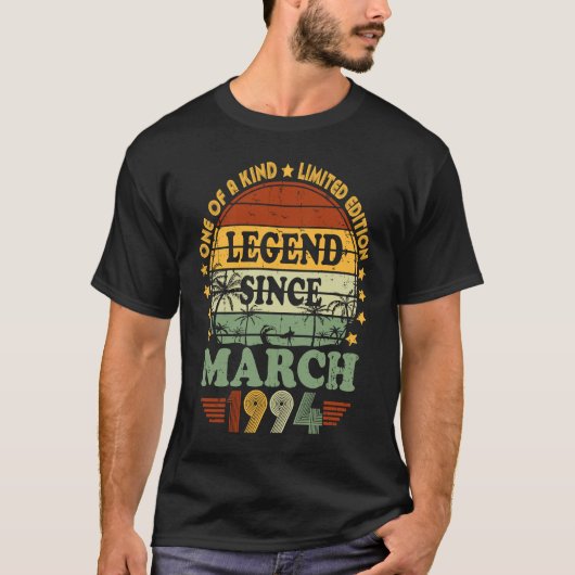 伝説1994年3月29誕生日29歳 Tシャツ (正面)
