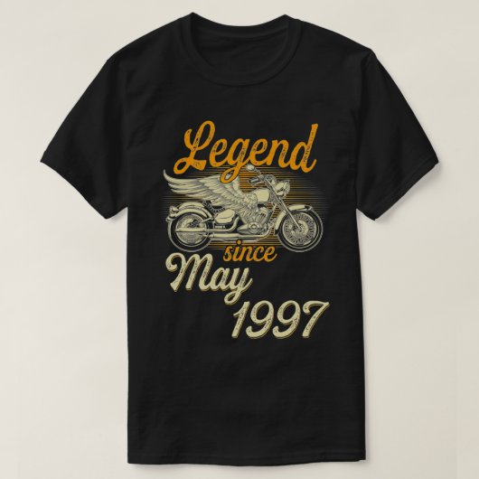伝説1997年5月以来25誕生日バイク Tシャツ (デザイン正面)