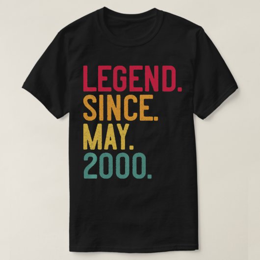 伝説2000年5月以来22番目の誕生日ギフト22年 Tシャツ (デザイン正面)