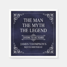 伝説60誕生日ブルー スタンダードカクテルナプキン