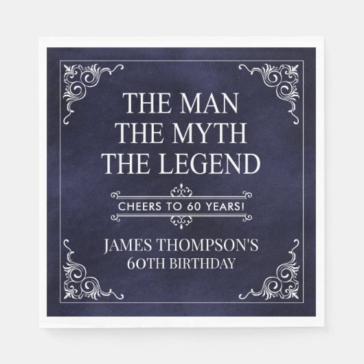 伝説60誕生日ブルー スタンダードランチョンナプキン (正面)