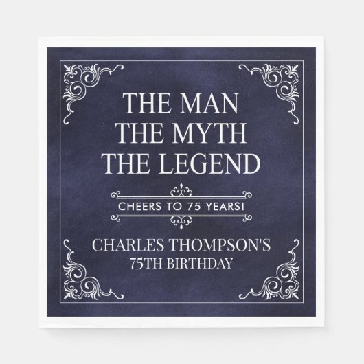 伝説75誕生日ブルー スタンダードランチョンナプキン (正面)