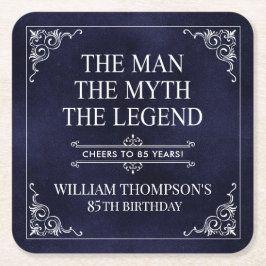 伝説85誕生日ブルー スクエアペーパーコースター