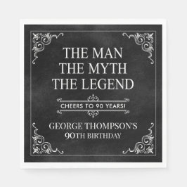 伝説90誕生日ブラック スタンダードランチョンナプキン