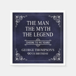 伝説90誕生日ブルー スタンダードカクテルナプキン