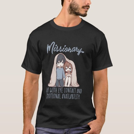 伝道者のポーズだけどアイコンタクトありで感情表現も豊かに Tシャツ (正面)