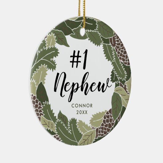 伯母さんパーソナライズされたからの1番目の甥の贈り物 セラミックオーナメント (右)
