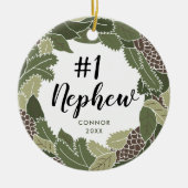 伯母さんパーソナライズされたからの1番目の甥の贈り物 セラミックオーナメント (正面)