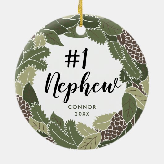 伯母さんパーソナライズされたからの1番目の甥の贈り物 セラミックオーナメント (裏面)