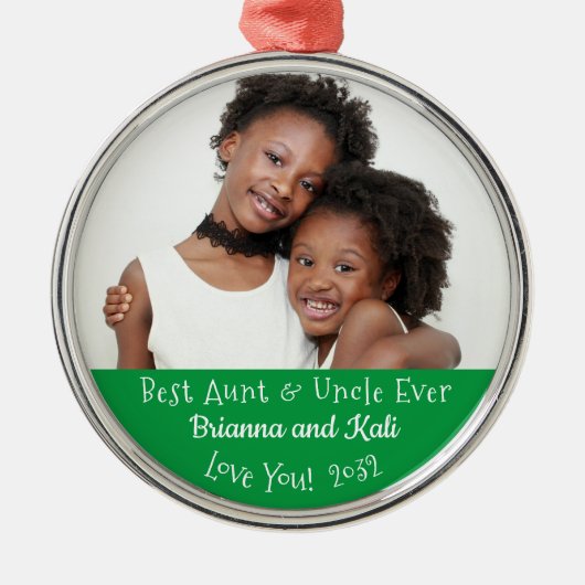 伯母最高のさん写真クリスマパーソナライズされたス メタルオーナメント (正面)