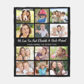 伯母12フォトコラージブラック フリースブランケット (正面)