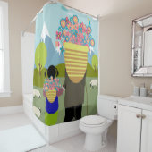 伯爵の祖母と孫娘歩く シャワーカーテン (インサイチュ)
