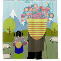 伯爵の祖母と孫娘歩く