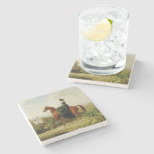 伯爵乗馬(茶色エレガントの馬) ストーンコースター (横)