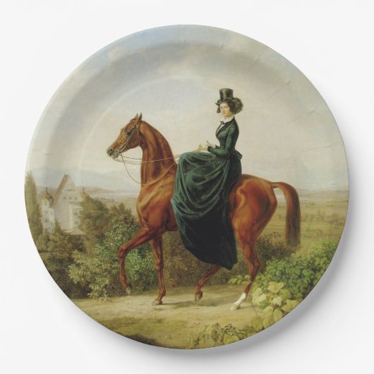 伯爵乗馬(茶色エレガントの馬) ペーパープレート (正面)