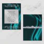 伯爵夫人のティール（緑がかった色）の絹の銀製のゲスト情報の名刺 名刺 (正面/裏面)