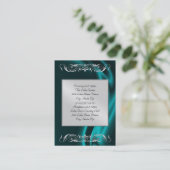 伯爵夫人のティール（緑がかった色）の絹の銀製のゲスト情報の名刺 名刺 (スタンド正面)