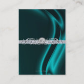 伯爵夫人のティール（緑がかった色）の絹の銀製のゲスト情報の名刺 名刺 (裏面)