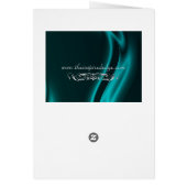 伯爵夫人のティール（緑がかった色）絹の銀製スクロールテーブルカード (裏面)