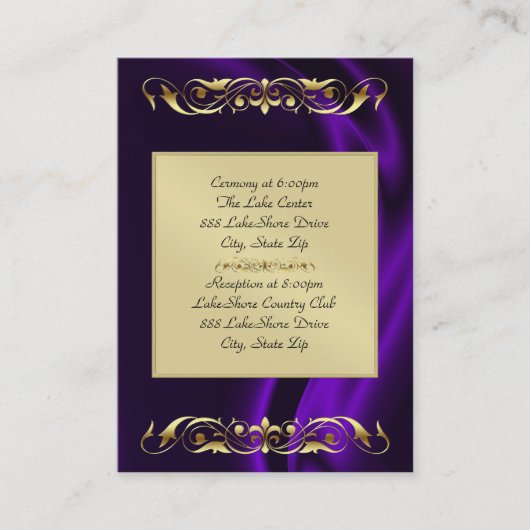 伯爵夫人の紫色の絹の金ゴールドのゲスト情報の名刺 名刺 (正面)