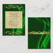 伯爵夫人の緑の絹の金ゴールドのゲスト情報の名刺 名刺 (正面/裏面)