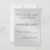 伯爵夫人紫色の絹の銀製スクロール真珠Rsvp 出欠カード (裏面)