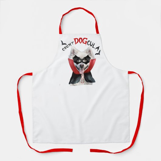 伯爵犬エスキモー犬おかしなハロウィーン エプロン (正面)