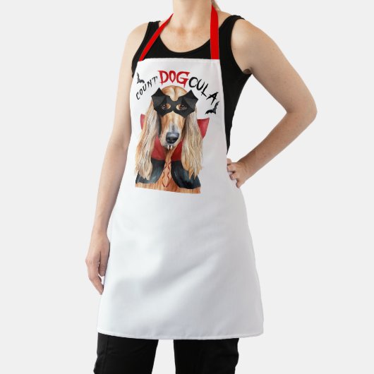伯爵DOGculaアフガンハウンド犬おかしなハロウィーン エプロン (インサイチュ)