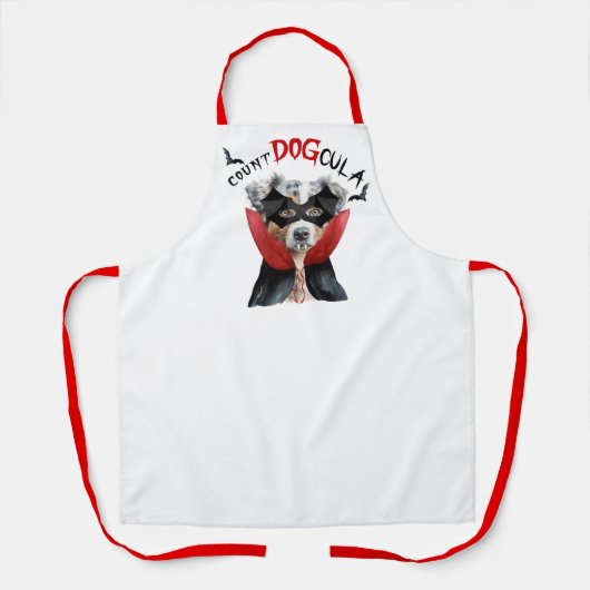 伯爵DOGculaオーストラリアの羊飼い面白いハロウィーン エプロン (正面)