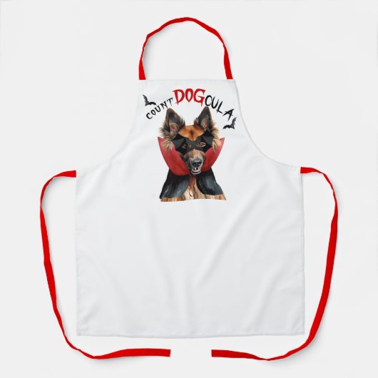 伯爵DOGculaベルギーのテルブレン犬おかしなハロウィーン エプロン (正面)