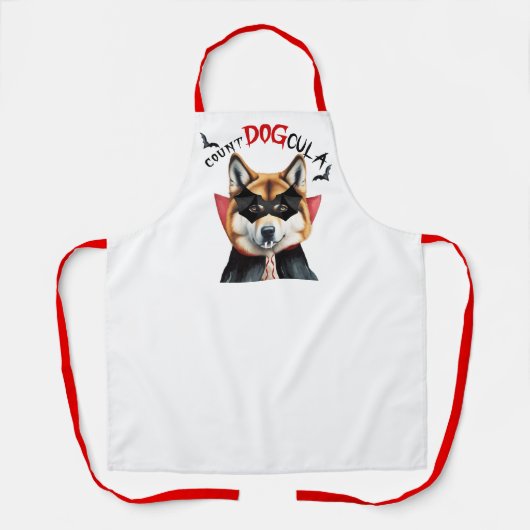 伯爵DOGcula秋田犬おかしなハロウィーン エプロン (正面)