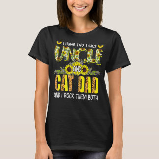 伯父さんと猫パパかわいいヒョウSの2タイトル Tシャツ