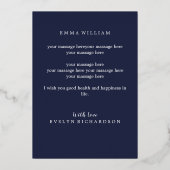 伯父に昇格/シックハートネイビーブルー金ゴールド 箔招待状 (裏面)