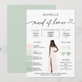 伴娘信息鼠尾草色调调色板信息图表 招待状 (正面/裏面)