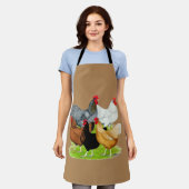 伴性の鶏が5羽 エプロン (着用した状態)