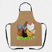 伴性の鶏が5羽 エプロン (正面)