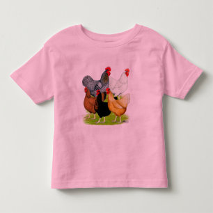 伴性の鶏が5羽 トドラーTシャツ