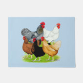 伴性の鶏が5羽 ドアマット (正面)