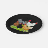 伴性の鶏が5羽 ペーパープレート (アングル)