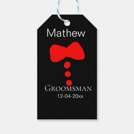 伴郎加姓名 年 黑色蝴蝶结 衬衫 领带 燕尾服 ギフトタグ (正面)