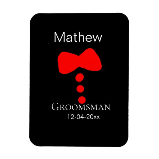 伴郎加姓名 年 黑色蝴蝶结 衬衫 领带 燕尾服 マグネット (縦)