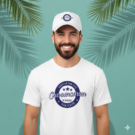 伴郎 採用 終身 ブルー サーキュラー クレスト Tシャツ