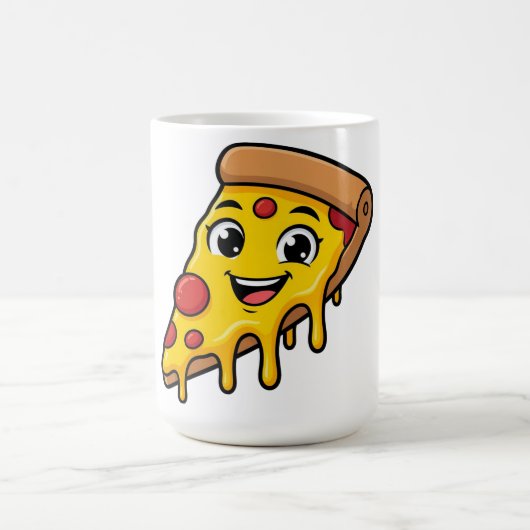 伸びるチーズがキュートな幸せなピザスライス コーヒーマグカップ (中央)