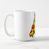 伸びるチーズがキュートな幸せなピザスライス コーヒーマグカップ (左)