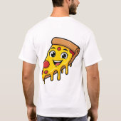 伸びるチーズがキュートな幸せなピザスライス Tシャツ (裏面)